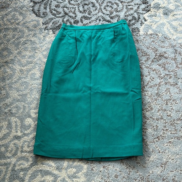 Vintage Morgan Miller Wool Blazer Skirt Suit Set Green 14 - Picture 9 of 13